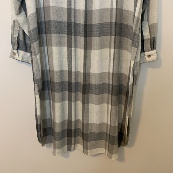 Pilcro Tunic Button Up Shirt Duster Plaid Long Sleeve Anthropologie Size Medium - Picture 10 of 16